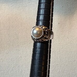 .925 Ring with Silver Faux Pearl